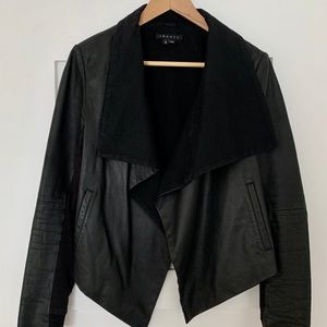 THEORY Black Lamb Leather and Jersey Jacket